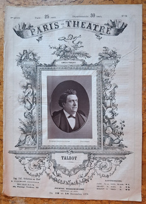 Fotoglyptie TALBOT Revue Paris-Théâtre 1874 COMEDIE FRANCAISE Klischee LIEBERT