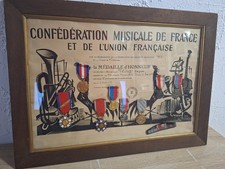 Frankreich France Musical Nachlass Urkunde 8 Orden + Bandspange  Im Bilderrahmen