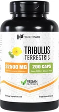 Healthfare Tribulus Terrestris 32,500mg 200 Caps High Potency Herbal Supplements