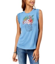 True Vintage Womens Sequin-Applique Tank Top