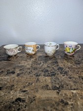 Lot Of 4 Vintage Antique Mustache Cups Collection Of Mugs W/ Mustache Guards A