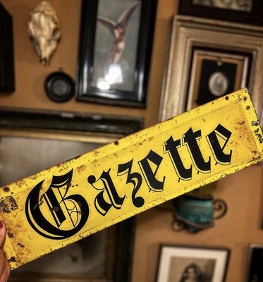 Gazette Werbeschild Zeitung Antik Vintage