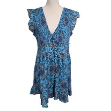 Anthrppologie The Peregrine Floral Mini Dress Blue Summer Women's Size M
