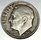 New Listing1951-P Roosevelt Dime - Circulated Condition - 90% Silver - US Coin - 3949