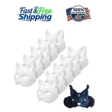 Versatile 10-Pack White Cat Masks - Ideal for Kids' Crafts  Celebrations