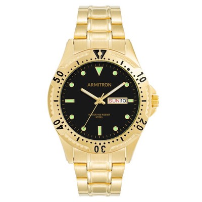 Armitron Men's Gold Tone Round Black Dial Dress Watch, Size: One size