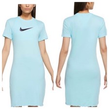NEW Nike Plus Size T-Shirt Dress. Ruffled Hemline Velour 3 D Nike Swoosh Logo 1X