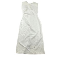 Zara Dress Womens Small White Sleeveless Ruched Waist Back Split Zip NWT