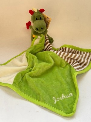 INWARE Baby Schmusetuch DRACHE Schnuffeltuch mit Namen + Rassel Babyrassel