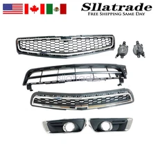 Front Grille Set&Foglights W/Bezels Combo 7pcs Fit For Chevrolet Malibu 2013 New