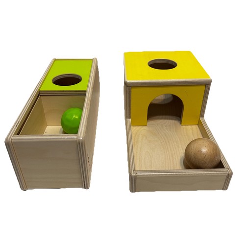 Lovevery Wooden Slliding Top and Ball Drop Boxes Montessori Toddler Toys