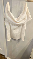 H&M Womens L White Solid Cowl Neck Long Sleev...