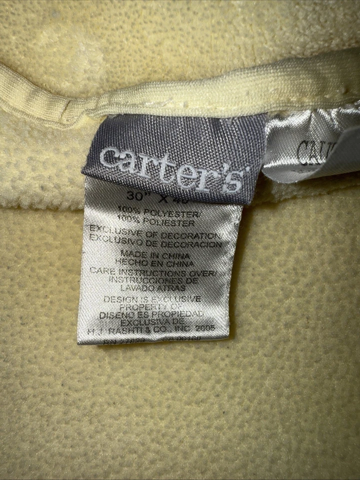 Manta de cuna polar vintage Carter's BABY amarillo pastel oso de peluche niña 30 X 39 Foto 4 de 4