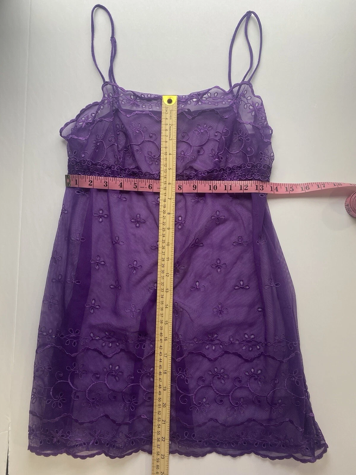 UNDERCOVER Victoria's Secret Camicia da Notte Lingerie Trasparente Mini Abito Viola Medio