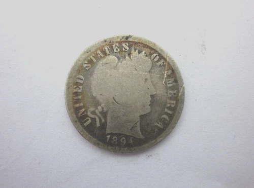 1894-P BARBER DIME  10C SILVER PHILADELPHIA MINT GOOD KEY COLLECTOR COIN SCR #4