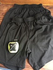Lot of 3, 2 Pair of BlK Challenger Teamwear Soccer Shorts AS & SHOCK DOCTOR CASE