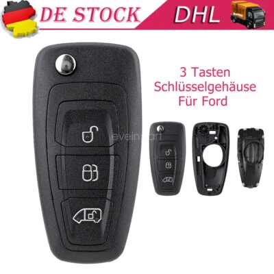 3 Tasten Klapp Schlüssel Gehäuse Ersatz für Ford Transit Custom Tourneo Connect