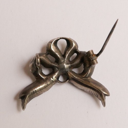 Broche ancienne - Strass - 31 mm - Fin XIXe - Black Dot Strass - Bow Brooch - Foto 5 di 7