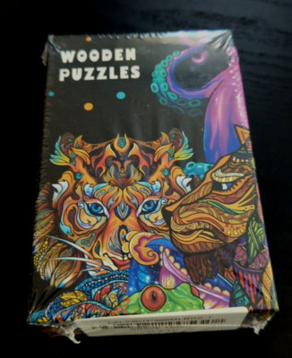 Tiger Illusion 3D Effect Wooden Jigsaw Puzzle, new in box