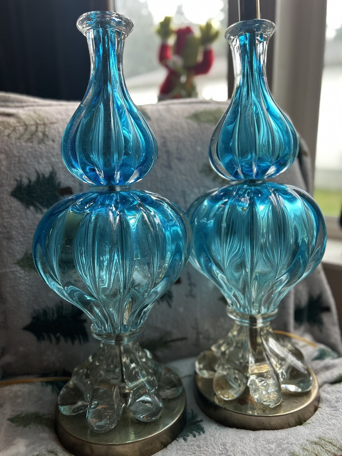 Antique Blue Murano Glass Lamps eBay