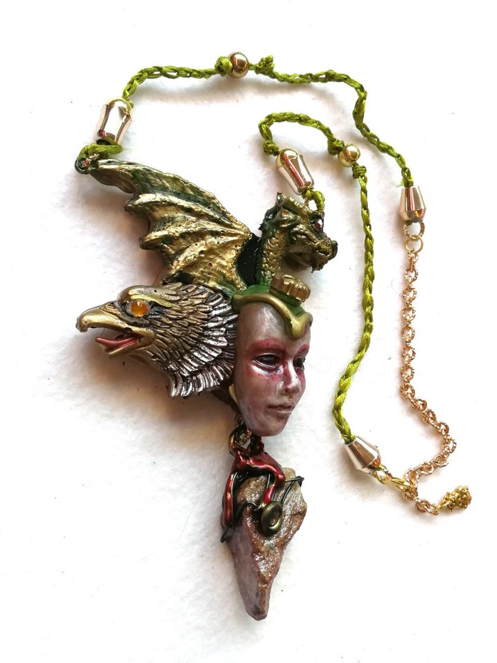 Collar Amuleto Diablo Colgante Satanista Talismán Gótico Demonio Bune Águila Dragón Foto 2 de 4