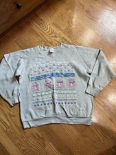Vintage Y2K Fruit Of The Loom GRANNY Bears/Hearts Sweatshirt. Sz Lg Made In USA!