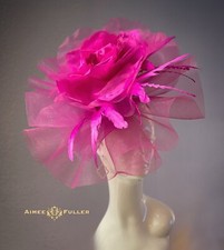 Kentucky Derby Hat Fuchsia Hot Pink Rose Royal Ascot Fascinator Melbourne Cup