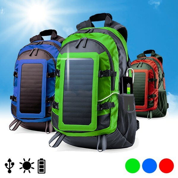 Sac à dos randonnée vert avec panneau solaire 6.5W pour camping