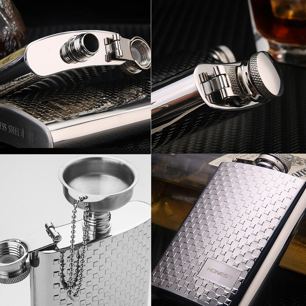 4 Oz Flask Leakproof Drinking Flask with Funnel Stainless Steel Flask