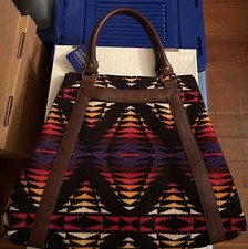 Nwt Pendleton Wool Brown Leather Shoulder Bag, Black Red Sunset