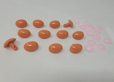 12 pcs VTG Zim's Orange 21mm Oval Plastic Animal Nose Craft Doll Amigurumi Toy