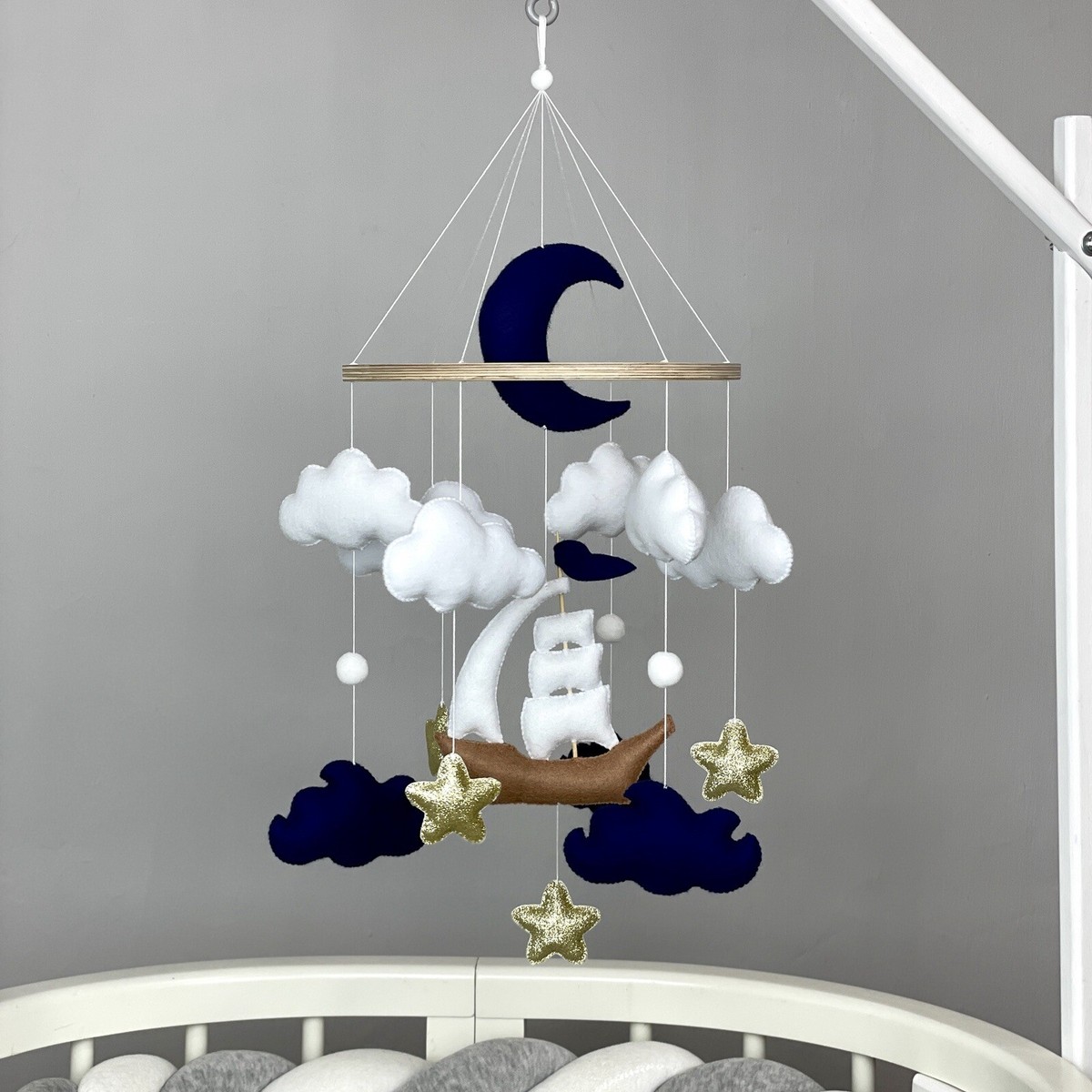 Ocean baby mobile boy Ship nursery mobile crib Felt hanging mobile New baby  gift