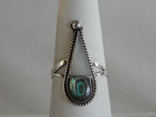Vintage Taxco Mexico Silver White Abalone Ring Sz 7