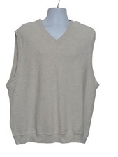 Greg Norman Vest Mens Size XL V Neck Pullover Shark Logo Light Gray Ribbed