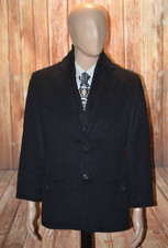 Hart Schaffner Marx Men Black Wool Alpaca Mohair Peacoat Sz M