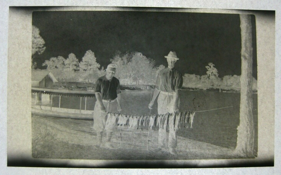 1920s Men Fishing Stringer Catch Fish Vintage Photo Negative Boat 1.8 X ...