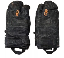 Outdoor Research Point ‘n Chute Three Finger Leather Ski Snowboard Gloves Medium