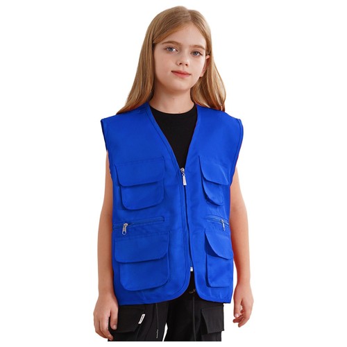 Kids Uniform Workwear Waistcoat School Vest Safety Unisex Cosplay Costume Tops - Picture 4 of 66