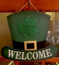 St Patrick  s Day Wall Decor - Welcome Sturdy Wood Sign Lucky