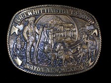 VINTAGE 1985 SOLID BRASS NRA WHITTINGTON CENTER BELT BUCKLE RATON NEW MEXICO