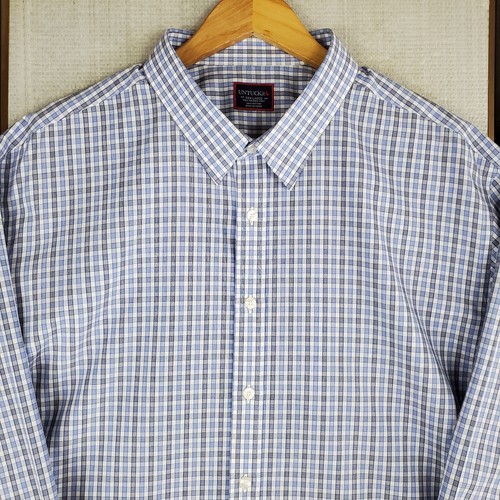 UNTUCKIT Size 3XL TALL Mens Gingham Check Button Front Shirt Blue White 3XLT - Picture 2 of 15