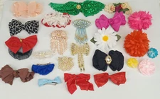 1980's - 90's  Hair barrettes clips  lot of 20 + Floral,lace faux pearl fancy