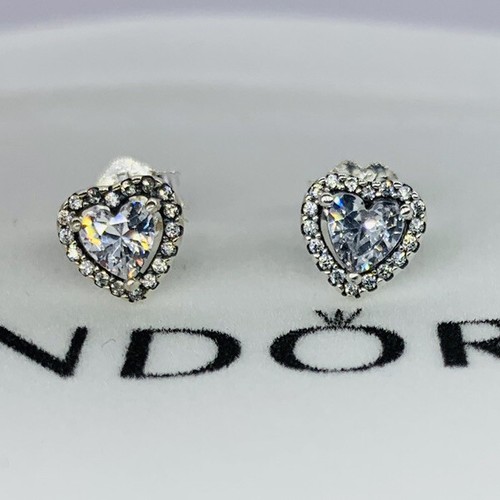 PANDORA Elevated Heart Stud Earrings | eBay