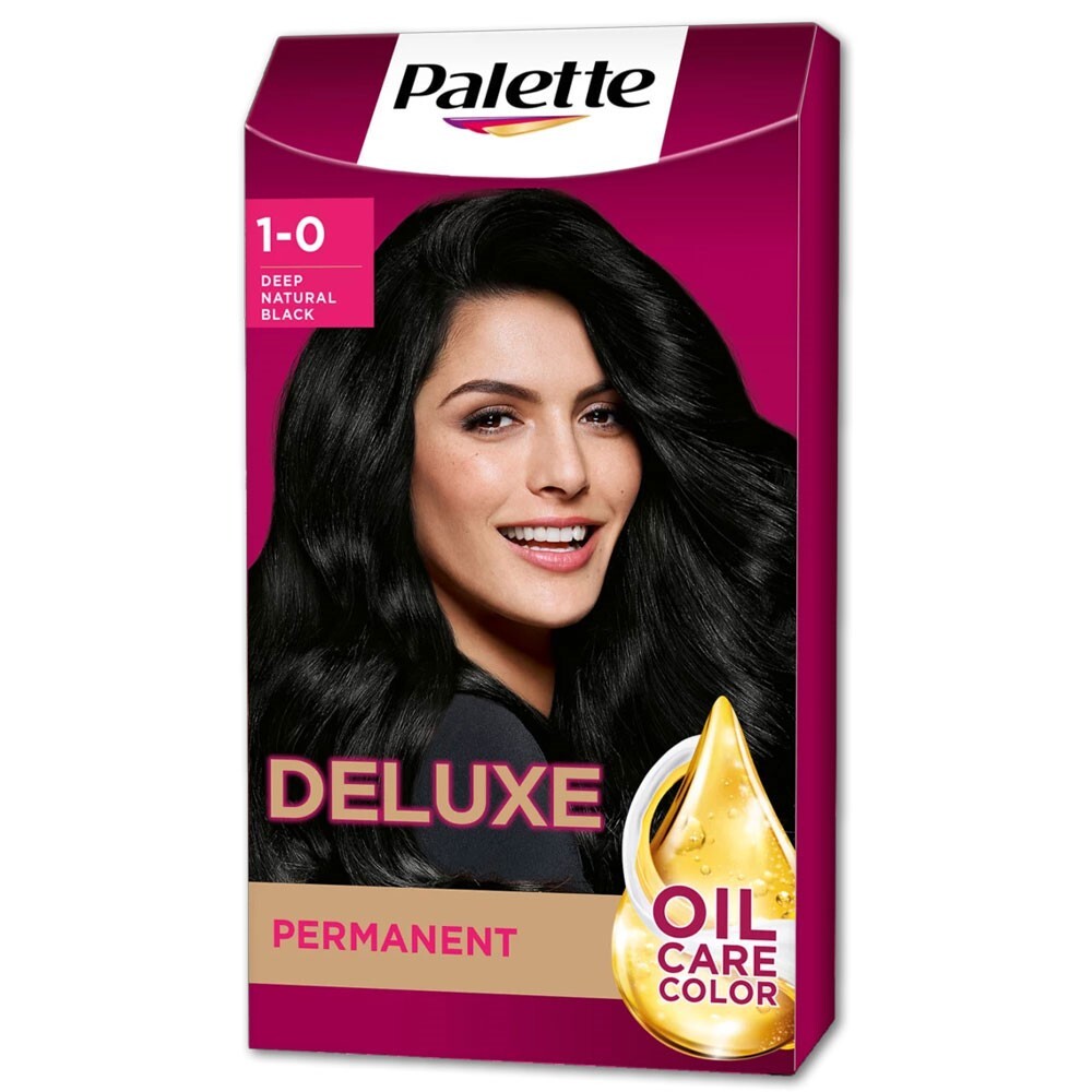 Palette Deluxe Permanent Hair Dye Deep Natural Black 1-0  - 100% Grey Coverage