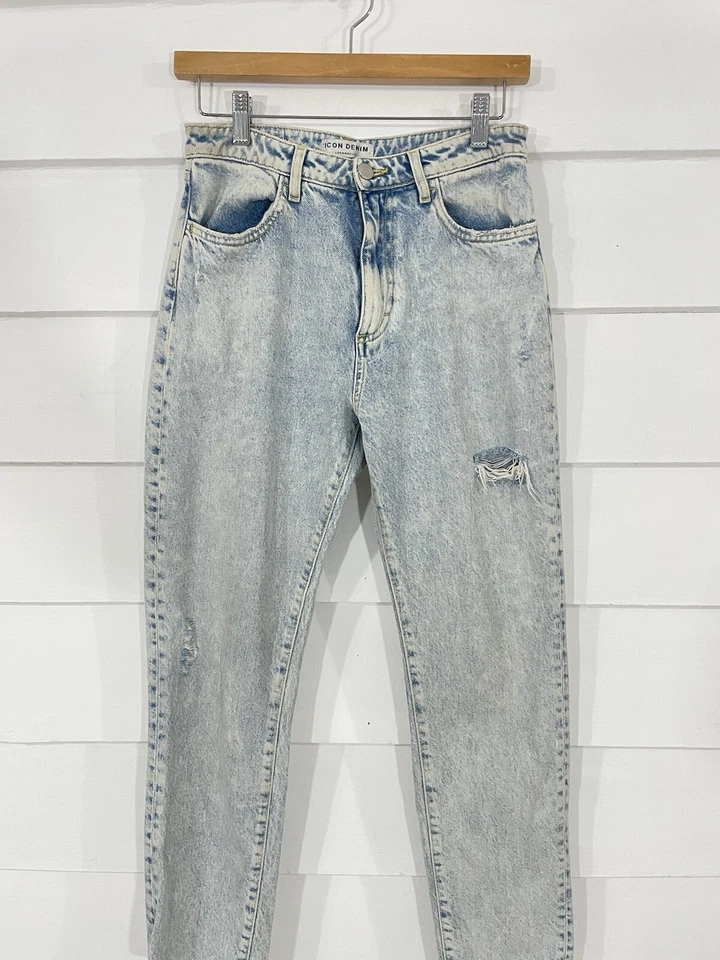 ICON DENIM NAOMI HIGH WAISTED JEANS WITH RIPS Women Light Blue size 28 - Image 3 of 4