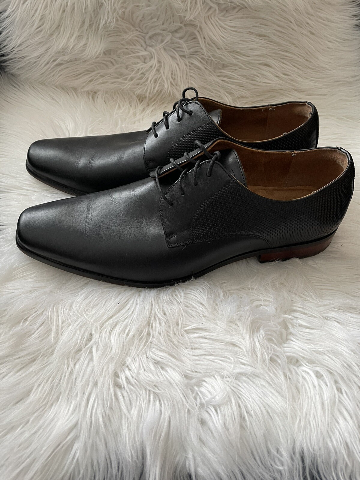 SAOLA Scarpe uomo Florsheim Postino punta liscia Oxford pelle nera taglia 12D 11898 001