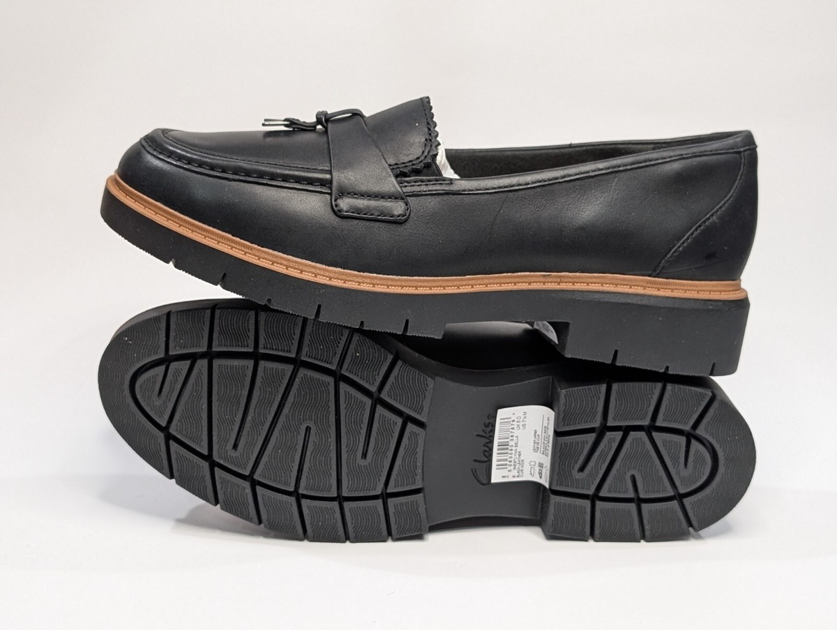 Clarks Westlynn Bella Black Leather Women's Loafers - Size 7.5 NWB