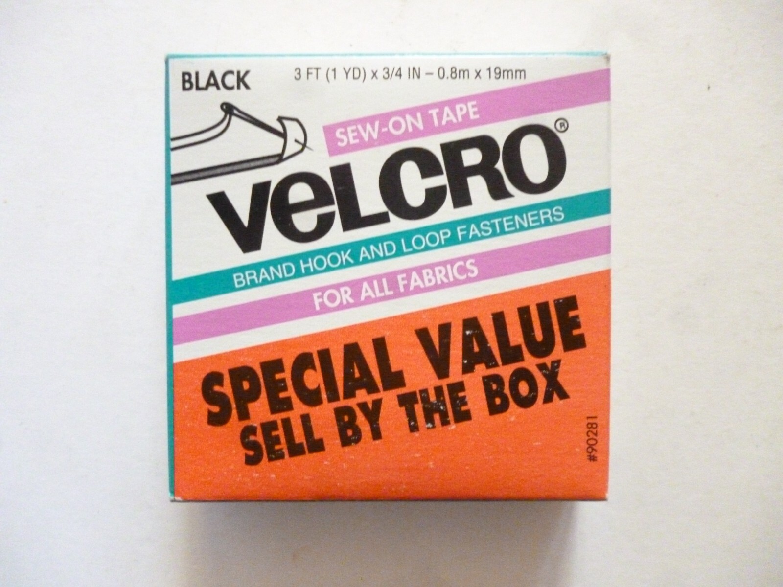 Velcro Black Sew-On Tape 3 Feet by 3/4 Inch
