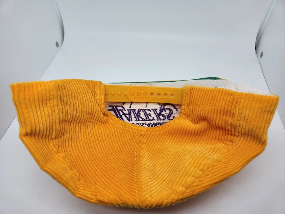 NEW Vintage Los Angeles Lakers Corduroy Yellow Snapback Hat Officially Licensed - Image 4 of 4