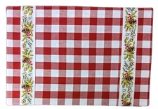 Set of 4 HOLLY VINE Burgundy Check Christmas Placemats, The Country House